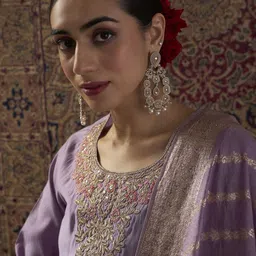 Indo Era Ethnic Motifs Embroidered Thread Work Straight Kurta With Trousers & Dupatta-picture-10