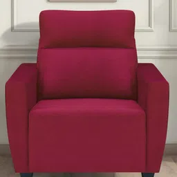 ARRA Raya Maroon Fabric 1-Seater Sofa-picture-27