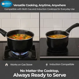 siwaan 2L Steel Saucepan with Enamel Coating & Handle Fry Pan 24 cm diameter 2 L capacity image 2