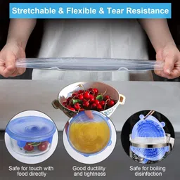 froxell store Silicone Reusable Cover Lids Seal for Bowls Dishes Utensils Glass Flexible K2 2.56 inch, 3.74 inch, 4.53 inch, 5.71 inch, 6.5 inch, 8.07 inch Lid Set, Pack of 6 image 3