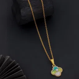 SZN Set Of 2 Gold-Plated Clover Shaped Enamelled Minimal Link Chains image 4