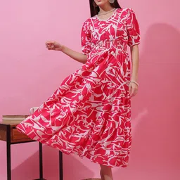 Honky Tonky Women V-Neck Fit & Flare Midi Dress-picture-13