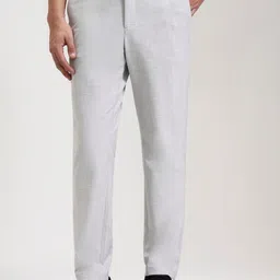 JADE BLUE Men Striped Slim Fit Cotton Trousers-picture-30