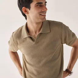 Andamen Men Structure Cotton Regular Fit Polo T-Shirt image 1