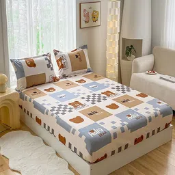 JC HOME Blue & White Conversational Printed 140 TC Queen Bedsheet Set 1.5 m x 2.0 m image 5