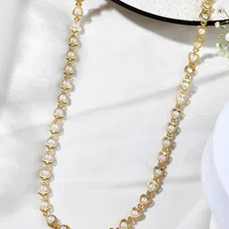 Jewels Nest Stainless Steel Gold-Plated Pearls Beaded Link Chain Statement Chain-picture-29