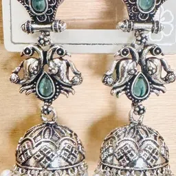 UWISH Silver-Plated Brass Jhumkas Earrings-picture-12