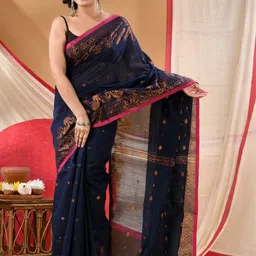 DESH BIDESH Ethnic Motifs Woven Design Zari Saree image 4