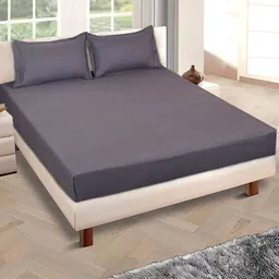 Myntra Elegant Homes Grey 150 TC Queen Bedsheet with 2 Pillow Covers-picture-45