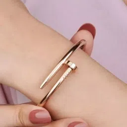 DressBerry Women 2 American Diamond Antique Gold-Plated Kada Bracelet image 2