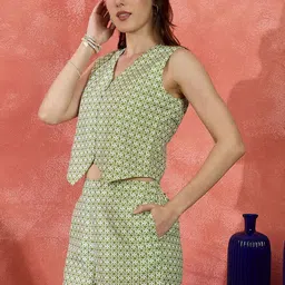 IVY BY KIBO Printed Pure Cotton Vest Top & Shorts Co-Ord Set image 3