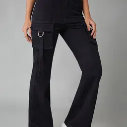 DOLCE CRUDO Women Bootcut High-Rise Heavy Fade Stretchable Jeans-image-33
