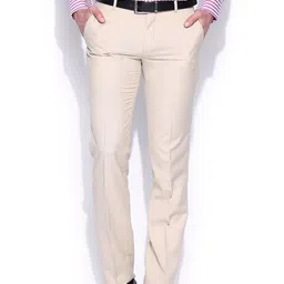 John Players Men Beige Slim Fit Formal Trousers-picture-16