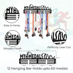 mystica Metal Medal Hanger Wall Mounted Sports Medal Holder GoldenMoment Medal Holder Medal image 2