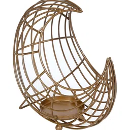 Aura Gold-Toned Moon Shaped Candle Holder image 2