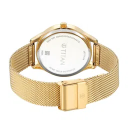 Titan Women Black Brass Dial & Gold-Plated Steel Bracelet Style Straps Analogue Watch image 2