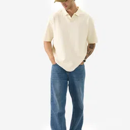 The Souled Store Men Polo Collar Solid Oversized T-shirt image 5