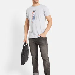Octave Men Grey Typography Printed Applique T-shirt image 5