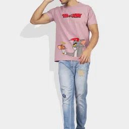 Greylongg Men Tom & Jerry Graphic Printed Round Neck Cotton T-shirt image 4