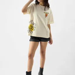 The Souled Store Graphic Printed Pure Cotton Oversized T-shirt image 5