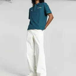 PUMA Motorsport Cotton Polo Collar Short Sleeves Applique Sports T-shirt image 5