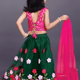 BAESD Girls Chevron Printed Thread Work Ready to Wear Lehenga & Blouse With Dupatta image 5