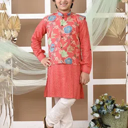 LIL PITAARA Boys Printed Regular Pure Cotton Kurta with Pyjamas image 1