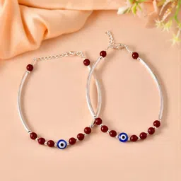 VOJ Silver-Plated Artificial Beads Anklet-image-76