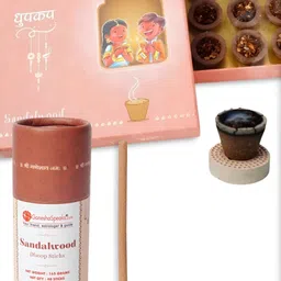 GaneshaSpeaks 55-Pcs Brown Rose Dhoop Cup & Sandalwood Dhoop Stick, Incense Sticks image 1