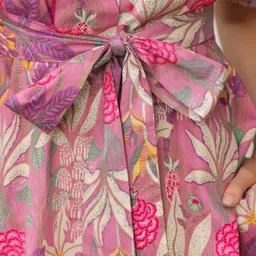 JISORA Purple Printed Pure Cotton Top With Trousers image 4