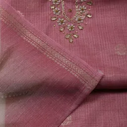 Meena Bazaar Floral Embroidered Beads & Stones Unstitched Dress Material image 4