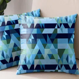 CASABLEU Blue & Green 2 Pieces Abstract Square Cushion Covers image 3