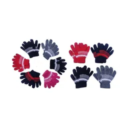 ketkar Unisex Kids Striped Winter Gloves-picture-30