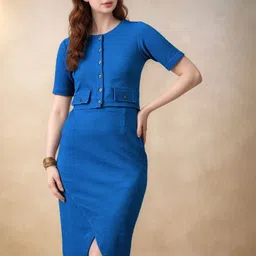 DressBerry Round-Neck Top With Knee-Length Skirt Co-Ords-picture-17
