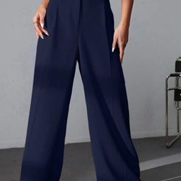 Next One Women High-Rise Smart Loose Fit Easy Wash Stretchable Pleated Parallel Trousers-picture-1