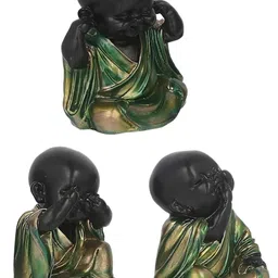Aura Gold-Toned & Black 3 Pieces Monk Figurine Showpieces-picture-31