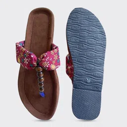 VANIYA SHOES Floral Printed T-Strap Flats image 2