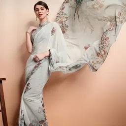 RACHNA Floral Pure Georgette Ready to Wear Saree image 5