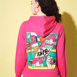 The Dry State Women Pink Printed Hooded Sweatshirt-picture-19