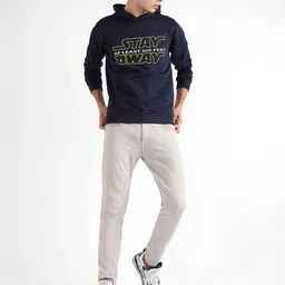 Campus Sutra Typography Printed Hooded Cotton Pullover Sweatshirt image 5