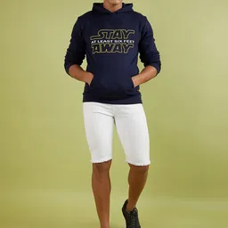 Campus Sutra Typography Printed Cotton Hooded Pullover Sweatshirt image 4