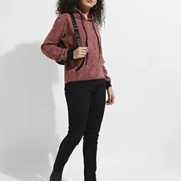 Campus Sutra Abstract Printed Hooded Cotton Pullover Sweatshirt image 2