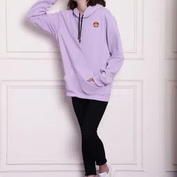 Imsa Moda Typography Printed Hooded Oversized Fleece Pullover Sweatshirt image 4