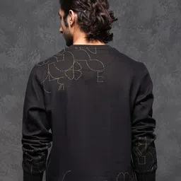 RARE RABBIT Men Planes Graphic Print Logo Round Neck Sweatshirt image 2