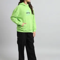 GRIFFEL Typography Printed Hooded Fleece Pullover Sweatshirt image 3