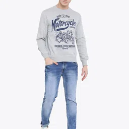 Austin wood Men Grey Printed Sweatshirt image 5