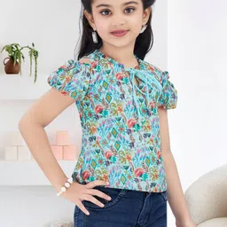 Lei-Chie Floral Print Puff Sleeve Georgette Top image 5