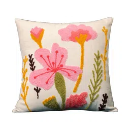 ABSTRACT INDIA Pink & Green Embroidered Square Cushion Covers-image-46