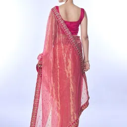 Mitera Embellished Embroidered Net Saree image 4