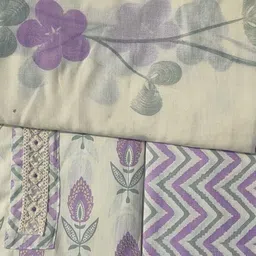 GC 80 BY GAURI COLLECTION Floral Printed Sequinned Pure Cotton Unstitched Dress Material image 5